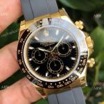 AAA Swiss Copy Rolex Daytona 7750 Watch Gold and Black Oysterflex Strap